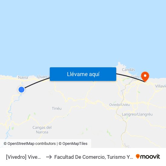 [Vivedro]  Vivedro [Cta 05782] to Facultad De Comercio, Turismo Y Ciencias Sociales Jovellanos map