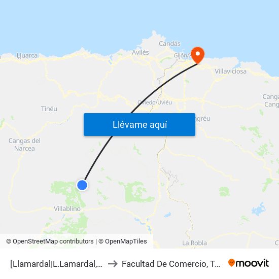 [Llamardal|L.Lamardal, El]  Cruce El L.Lamardal [Cta 5970] to Facultad De Comercio, Turismo Y Ciencias Sociales Jovellanos map