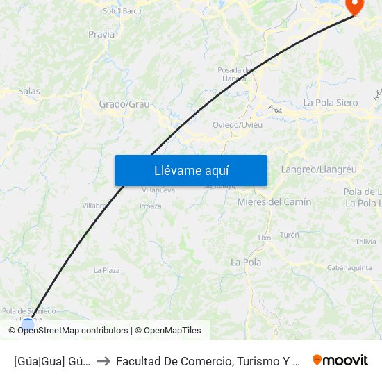 [Gúa|Gua]  Gúa [Cta 5975] to Facultad De Comercio, Turismo Y Ciencias Sociales Jovellanos map