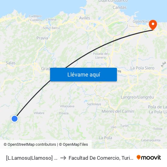 [L.Lamosu|Llamoso]  Cruce L.Lamosu [Cta 06003] to Facultad De Comercio, Turismo Y Ciencias Sociales Jovellanos map