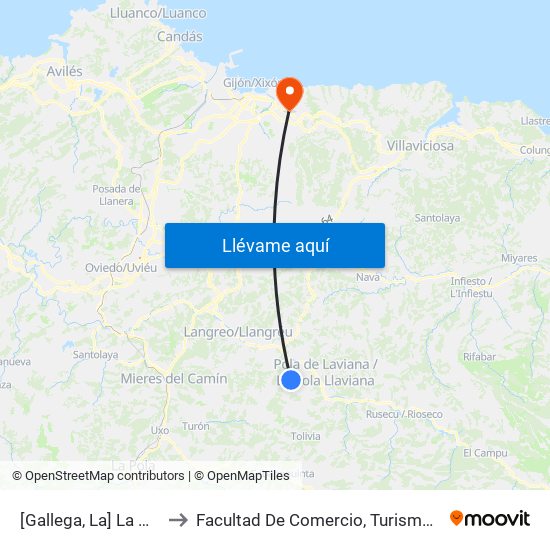 [Gallega, La]  La Gallega [Cta 06086] to Facultad De Comercio, Turismo Y Ciencias Sociales Jovellanos map