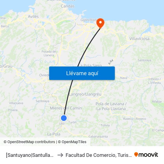 [Santuyano|Santullano]  Santuyano [Cta 06129] to Facultad De Comercio, Turismo Y Ciencias Sociales Jovellanos map