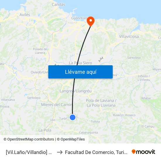 [Vil.Laño/Villandio]  Puente Vil.Laño [Cta 06136] to Facultad De Comercio, Turismo Y Ciencias Sociales Jovellanos map