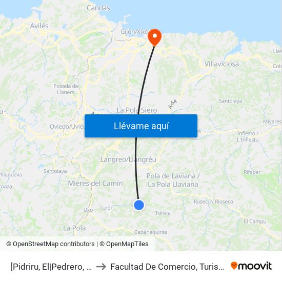 [Pidriru, El|Pedrero, El]  El Pidriru [Cta 06150] to Facultad De Comercio, Turismo Y Ciencias Sociales Jovellanos map