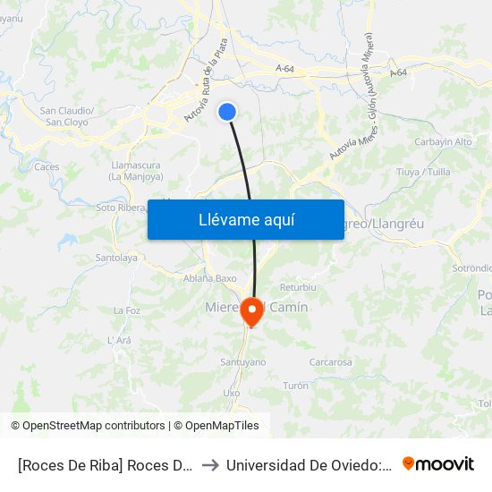 [Roces De Riba]  Roces De Riba 8 [Cta 17265] to Universidad De Oviedo: Campus De Mieres map