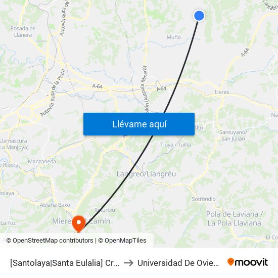 [Santolaya|Santa Eulalia]  Cruce Baldornón [Cta 02903] to Universidad De Oviedo: Campus De Mieres map