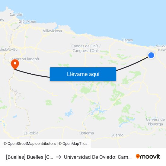 [Buelles]  Buelles [Cta 05304] to Universidad De Oviedo: Campus De Mieres map