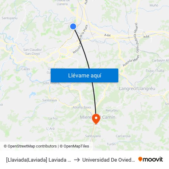 [Llaviada|Laviada]  Laviada - Depuradora [Cta 04211] to Universidad De Oviedo: Campus De Mieres map