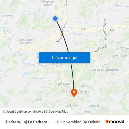 [Pedrera, La]  La Pedrera - La Rabila [Cta 04212] to Universidad De Oviedo: Campus De Mieres map