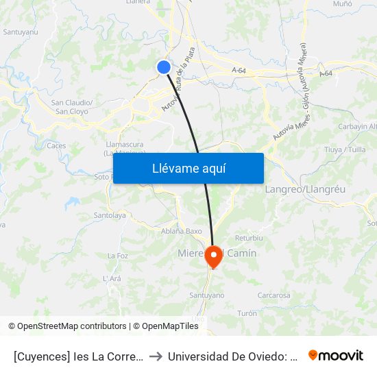 [Cuyences]  Ies La Corredoria [Cta 14198] to Universidad De Oviedo: Campus De Mieres map