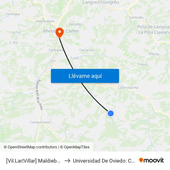 [Vil.Lar|Villar]  Maldiebrau [Cta 18240] to Universidad De Oviedo: Campus De Mieres map