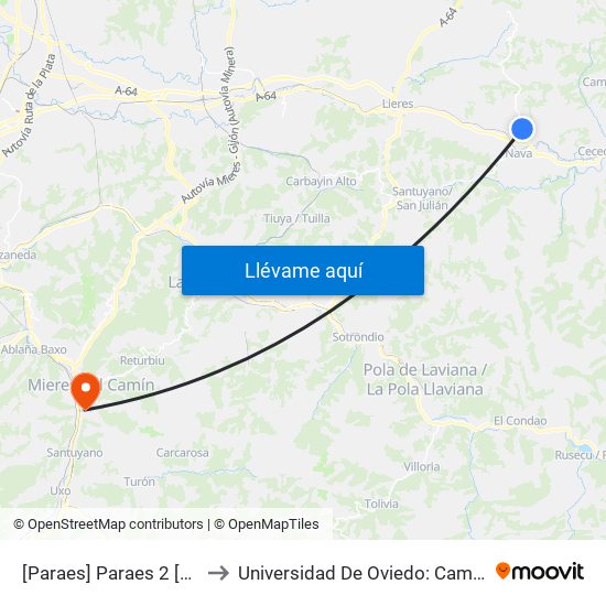 [Paraes]  Paraes 2 [Cta 18818] to Universidad De Oviedo: Campus De Mieres map