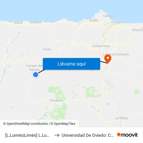 [L.Lumés|Limés]  L.Lumés [Cta 19699] to Universidad De Oviedo: Campus De Mieres map