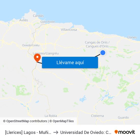 [Llerices]  Lagos - Muñigo [Cta 21421] to Universidad De Oviedo: Campus De Mieres map