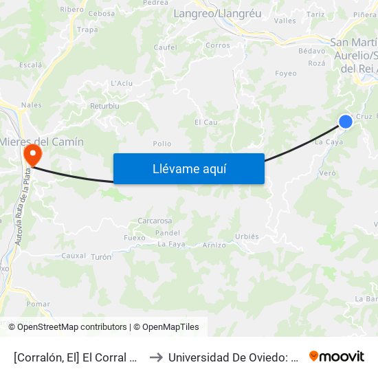 [Corralón, El]  El Corral Nuevo [Cta 01194] to Universidad De Oviedo: Campus De Mieres map