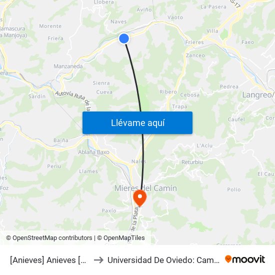 [Anieves]  Anieves [Cta 01235] to Universidad De Oviedo: Campus De Mieres map