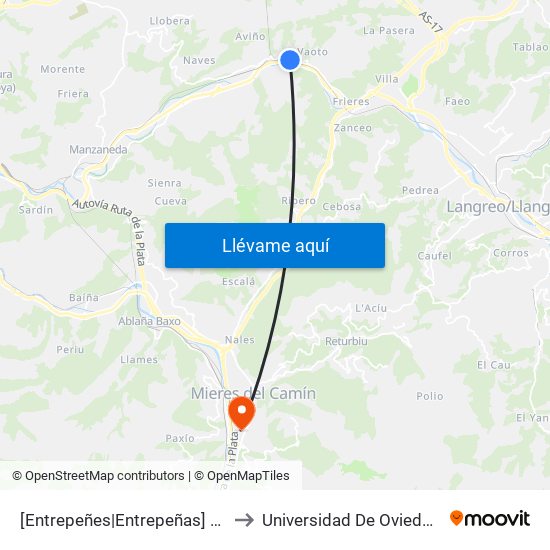[Entrepeñes|Entrepeñas]  Entrepeñes [Cta 01248] to Universidad De Oviedo: Campus De Mieres map