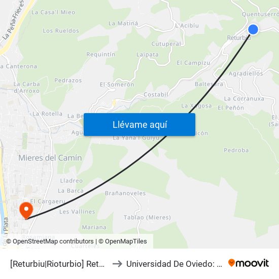 [Returbiu|Rioturbio]  Returbiu 2 [Cta 01272] to Universidad De Oviedo: Campus De Mieres map