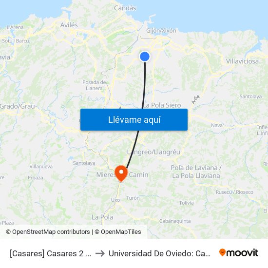 [Casares]  Casares 2 [Cta 01323] to Universidad De Oviedo: Campus De Mieres map