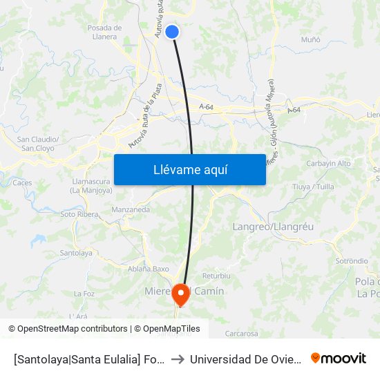 [Santolaya|Santa Eulalia]  Fozalguera - Pruvia [Cta 02959] to Universidad De Oviedo: Campus De Mieres map