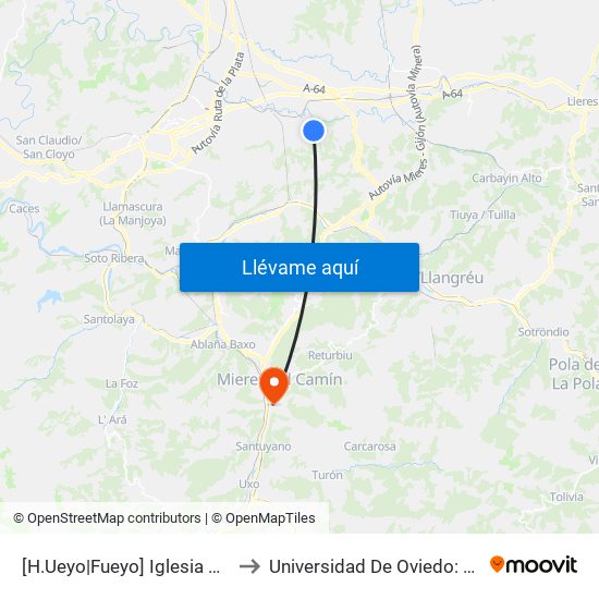 [H.Ueyo|Fueyo]  Iglesia Tiñana [Cta 03519] to Universidad De Oviedo: Campus De Mieres map