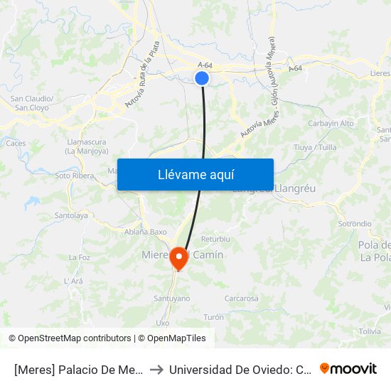 [Meres]  Palacio De Meres [Cta 03524] to Universidad De Oviedo: Campus De Mieres map