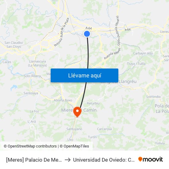 [Meres]  Palacio De Meres [Cta 03525] to Universidad De Oviedo: Campus De Mieres map