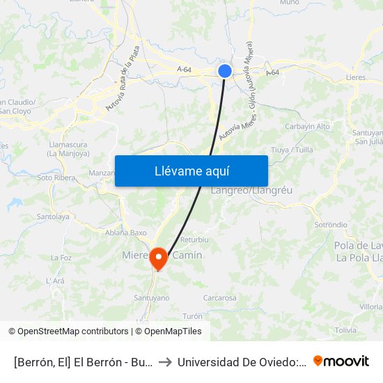 [Berrón, El]  El Berrón - Buenavista [Cta 03546] to Universidad De Oviedo: Campus De Mieres map