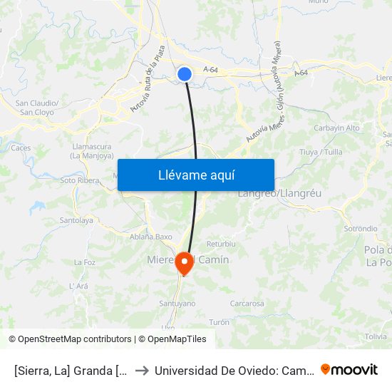 [Sierra, La]  Granda [Cta 03585] to Universidad De Oviedo: Campus De Mieres map