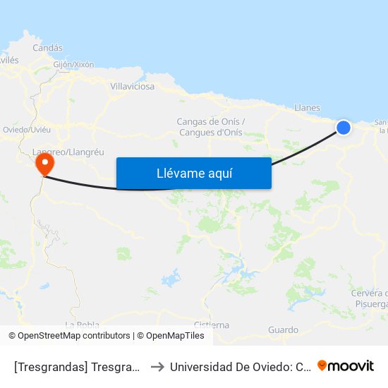 [Tresgrandas]  Tresgrandas [Cta 03719] to Universidad De Oviedo: Campus De Mieres map