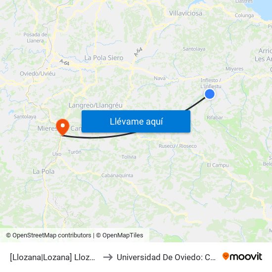 [Llozana|Lozana]  Llozana [Cta 03722] to Universidad De Oviedo: Campus De Mieres map