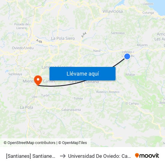 [Santianes]  Santianes [Cta 03734] to Universidad De Oviedo: Campus De Mieres map