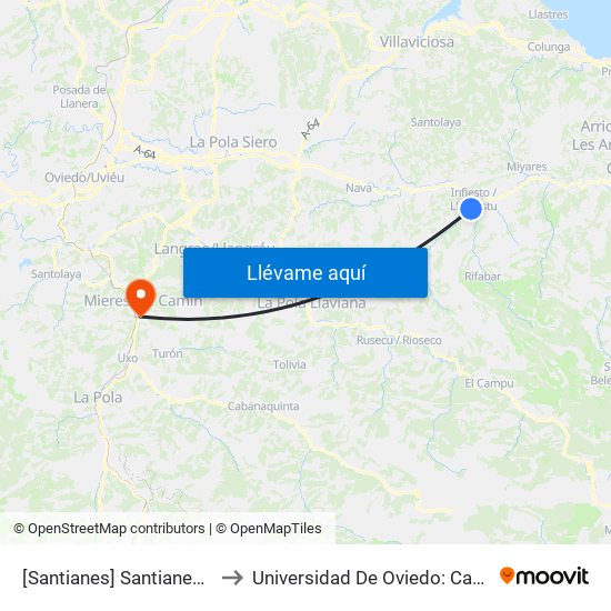 [Santianes]  Santianes [Cta 03735] to Universidad De Oviedo: Campus De Mieres map