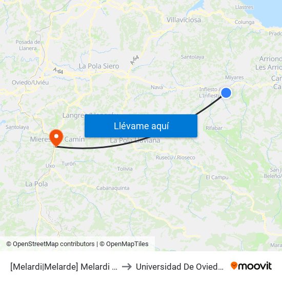 [Melardi|Melarde]  Melardi - Les Mates [Cta 03748] to Universidad De Oviedo: Campus De Mieres map