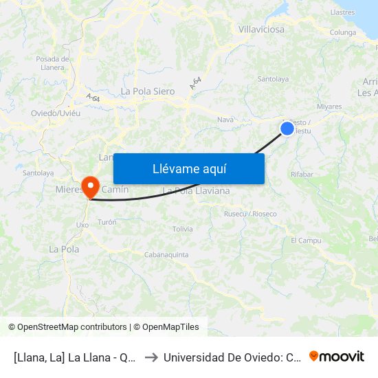 [Llana, La]  La Llana - Ques [Cta 03777] to Universidad De Oviedo: Campus De Mieres map