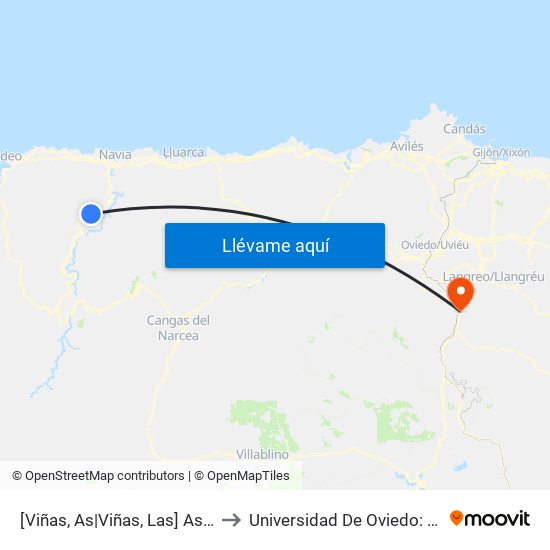 [Viñas, As|Viñas, Las]  As Viñas [Cta 05793] to Universidad De Oviedo: Campus De Mieres map
