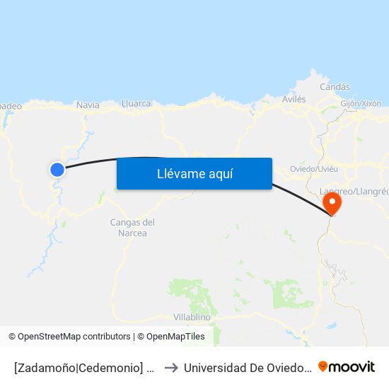 [Zadamoño|Cedemonio]  Zadamoño [Cta 05823] to Universidad De Oviedo: Campus De Mieres map