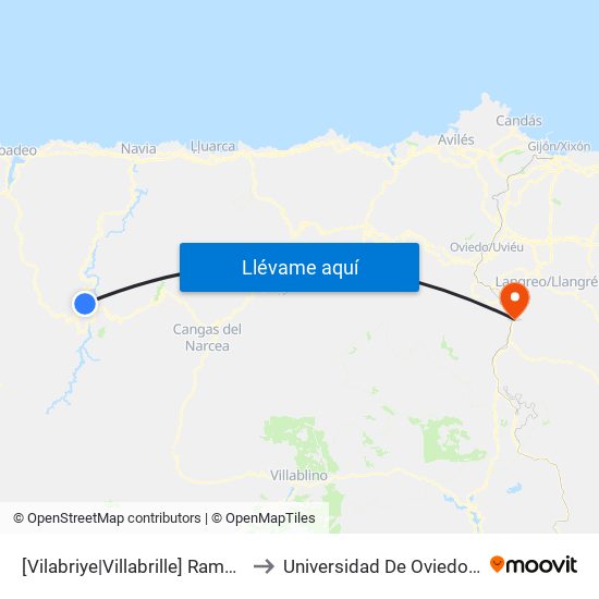 [Vilabriye|Villabrille]  Ramal Vilabriye [Cta 05847] to Universidad De Oviedo: Campus De Mieres map