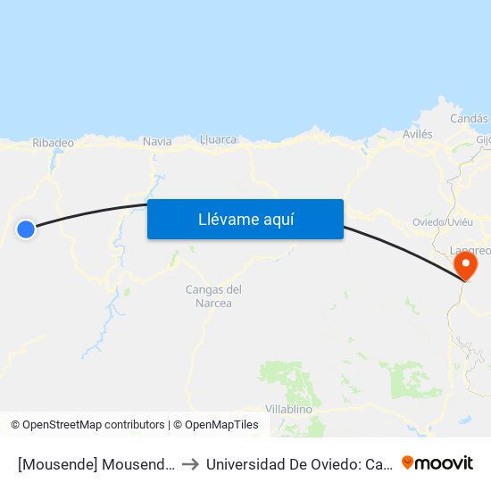 [Mousende]  Mousende [Cta 05910] to Universidad De Oviedo: Campus De Mieres map