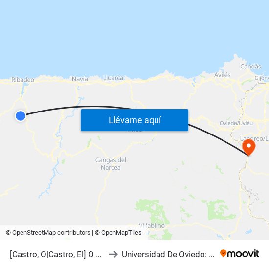 [Castro, O|Castro, El]  O Castro [Cta 05918] to Universidad De Oviedo: Campus De Mieres map