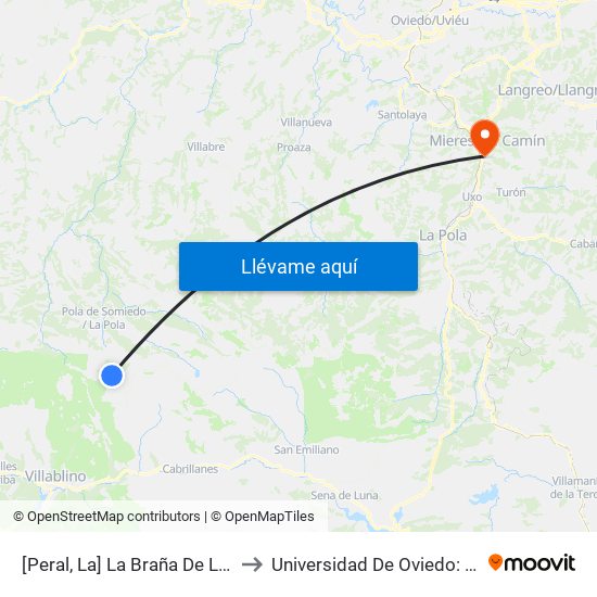 [Peral, La]  La Braña De La Peral [Cta 05968] to Universidad De Oviedo: Campus De Mieres map