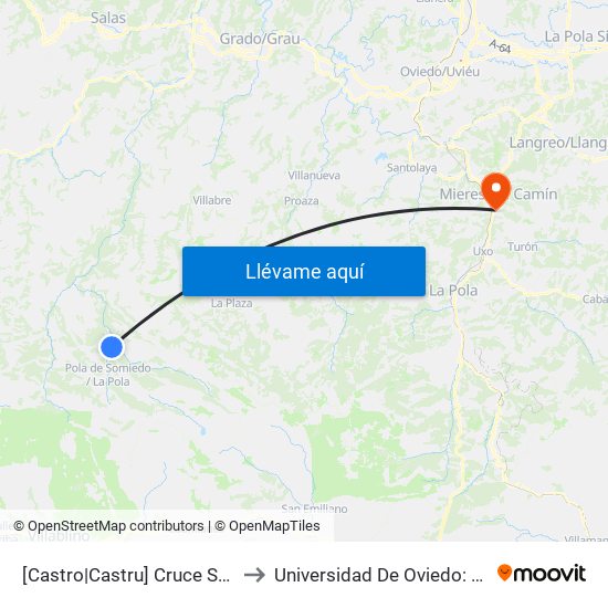 [Castro|Castru]  Cruce Saliencia [Cta 5979] to Universidad De Oviedo: Campus De Mieres map