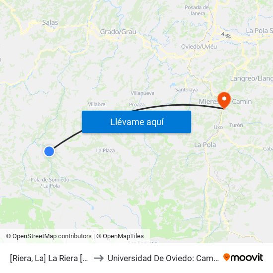 [Riera, La]  La Riera [Cta 05986] to Universidad De Oviedo: Campus De Mieres map