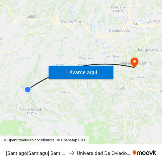 [Santiago|Santiagu]  Santiagu L'Hermu [Cta 5988] to Universidad De Oviedo: Campus De Mieres map