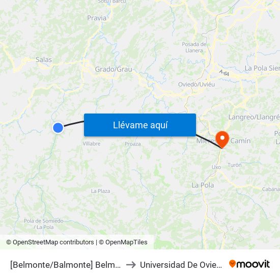 [Belmonte/Balmonte]  Belmonte De Miranda [Cta 06006] to Universidad De Oviedo: Campus De Mieres map