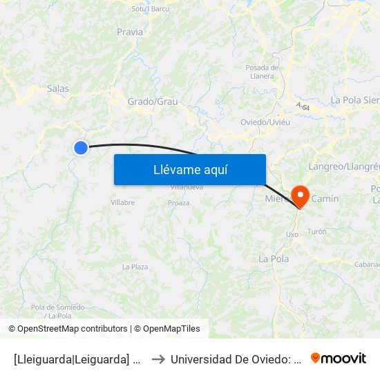 [Lleiguarda|Leiguarda]  Menes [Cta 06014] to Universidad De Oviedo: Campus De Mieres map