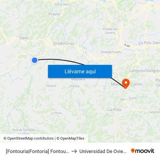 [Fontouria|Fontoria]  Fontouria - Las Xanias [Cta 06018] to Universidad De Oviedo: Campus De Mieres map
