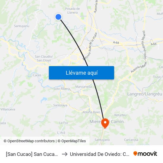 [San Cucao]  San Cucao 2 [Cta 06074] to Universidad De Oviedo: Campus De Mieres map