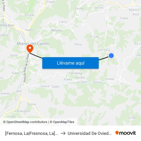 [Fernosa, La|Fresnosa, La]  La Fernosa [Cta 06081] to Universidad De Oviedo: Campus De Mieres map