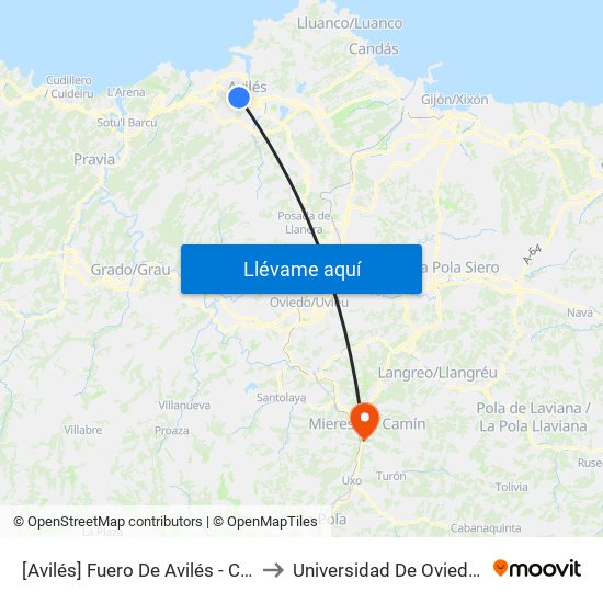 [Avilés]  Fuero De Avilés - Contenedores [Cta 06108] to Universidad De Oviedo: Campus De Mieres map